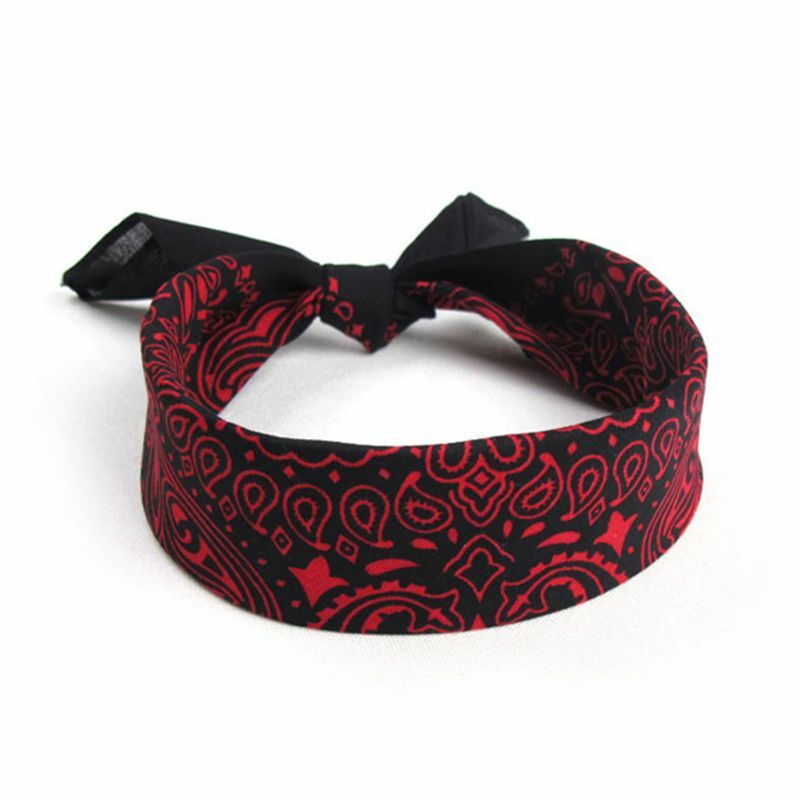 Unisex Cotton Square Bandanas Hip Hop Double Paisley Floral Print Headband Windproof Face Cover Cycling Sports Neck Tie Headwrap