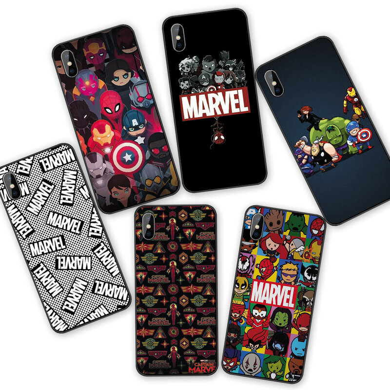 Мягкие силиконовые чехлы I am Marvel для iphone XR X XSMAX, 5, 6, 6S, 7, 8 Plus, 11, ProMax, чехол