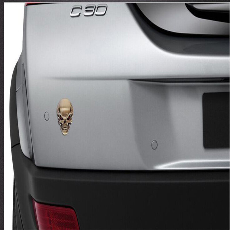 DSYCAR 1Pcs Fashion 3D Skull Zinc Alloy Metal Car Sticker for Car Motorcycle Logo Skull Emblem Badge Car Styling Stickers New
