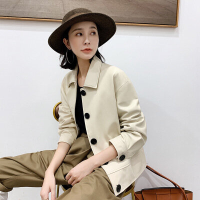 Tao Ting Li Na Women Spring Genuine Real Sheep Leather Jacket R4