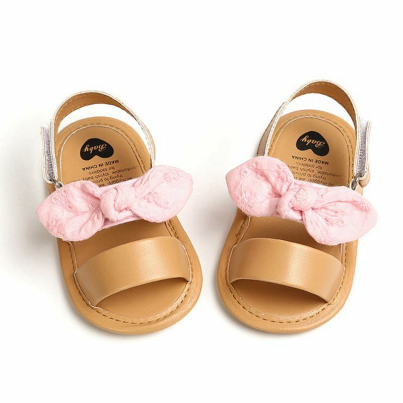 Sandales à nœud papillon pour nouveau-né, chaussures de princesse pour bébés filles, sandales d'été pour tout-petits, PU, chaussures non ald, mode, 0-18M