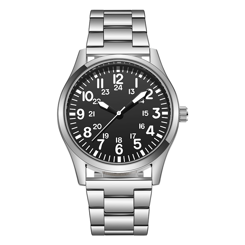 Часы в стиле пилота, с арабскими цифрами, легко читаются, металлический ремешок, кварцевые часы Relogio Masculino