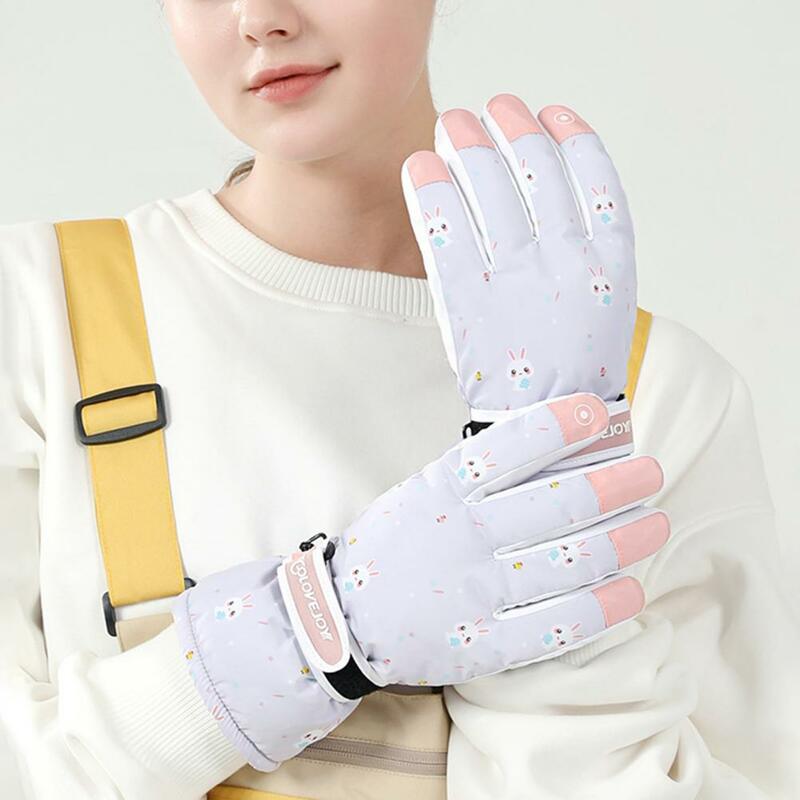 Women Ski Gloves Space Cotton Non-Slip Winter Girls Skiing Gloves Thermal Gloves Portable Waterproof Windproof Warm Ski Gloves