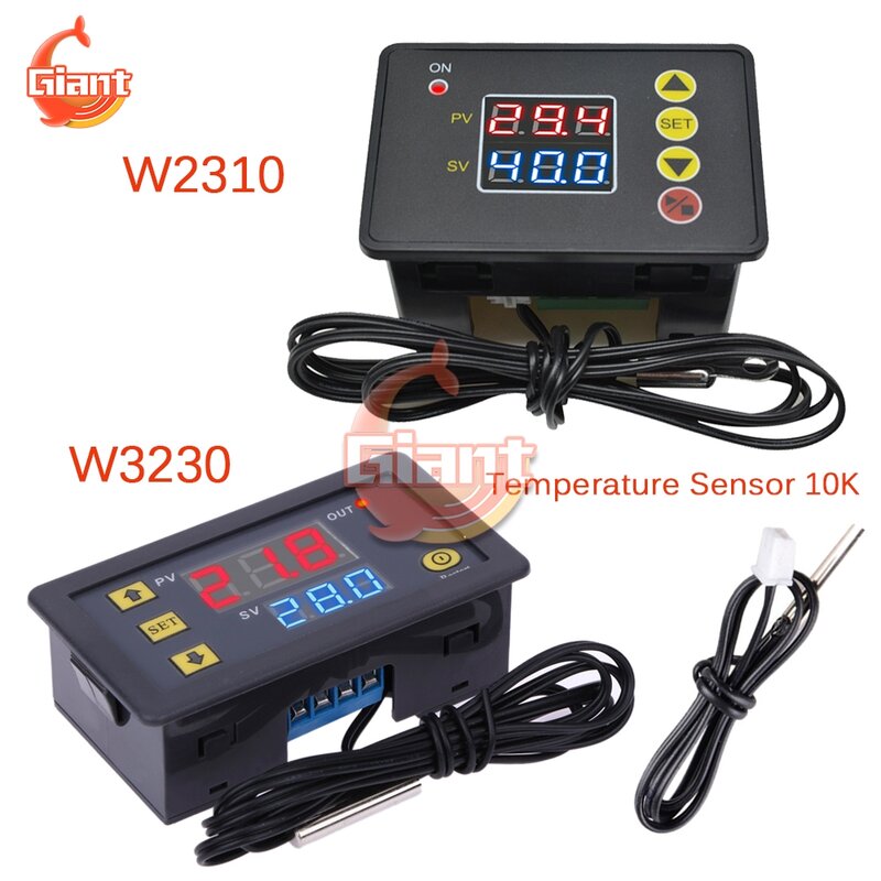 Dc 12v 24v ac 110v 220v w3230 w2310 controlador de temperatura termostato digital led diaplay ntc sensor interruptor de controle de temperatura