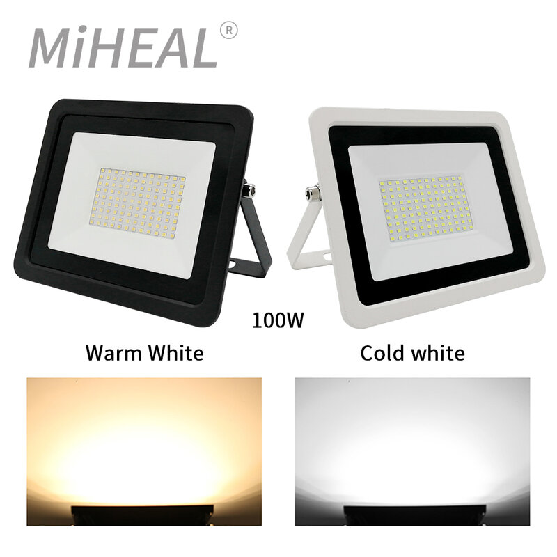 Reflector de luz LED para exteriores, Reflector de pared blanco de 10W, 20W, 30W, 50W, 100W, 220V, impermeable IP68, iluminación de jardín