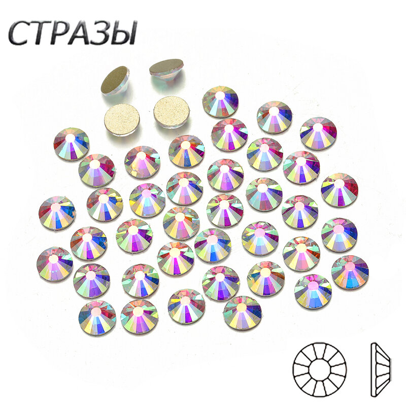 CTPA3bI Crystal AB Non Hotfix Flatback Pixie Nail Strass pietre di cristallo colla su abito vetro Strass ferro su Strass