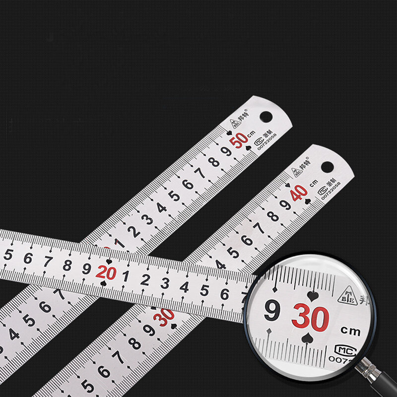 Herramienta de medición de regla de acero inoxidable de 15/20/30/40cm, medición de doble cara