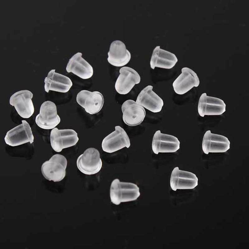 50pcs/100pcs Rubber Silicone Earring Clasp Transparent Ear Nut Plugging Earrings Backs Hooks DIY Jewelry Findings Accessories