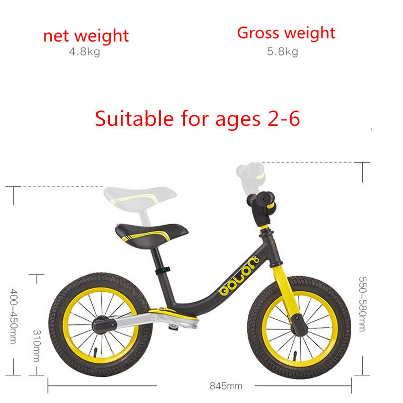 Scooter infantil ajustável sem pedal, para amortecedor de brinquedo, bicicleta para crianças pequenas
