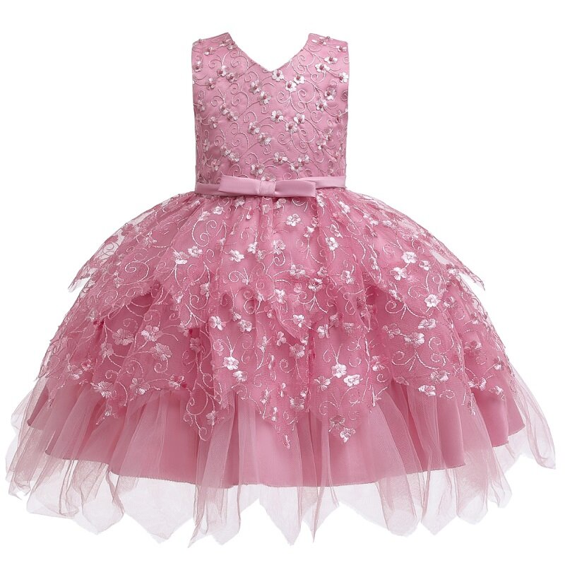 Бальное платье для вечеринки, платья принцессы для девочек, платья с вышивкой для детей, наряды для торжественных мероприятий, свадебное платье с цветочным принтом для девочек