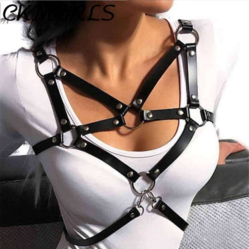 CKMORLS Sexy Harajuku Suspenders BDSM Fetish Women Garter Belt Harness Leather Adjustable Tops Body Bondage Belts Straps
