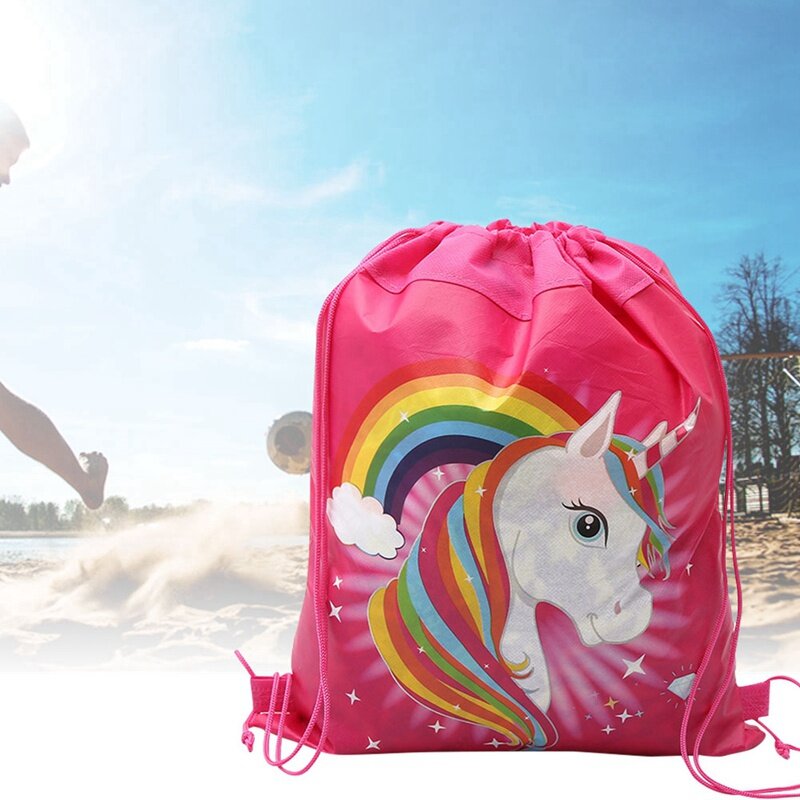 Mochila con cordón para niños, mochilas escolares impermeables de unicornio, bolsa de animales bonitos, mochilas de lona coloridas, mochila de almacenamiento