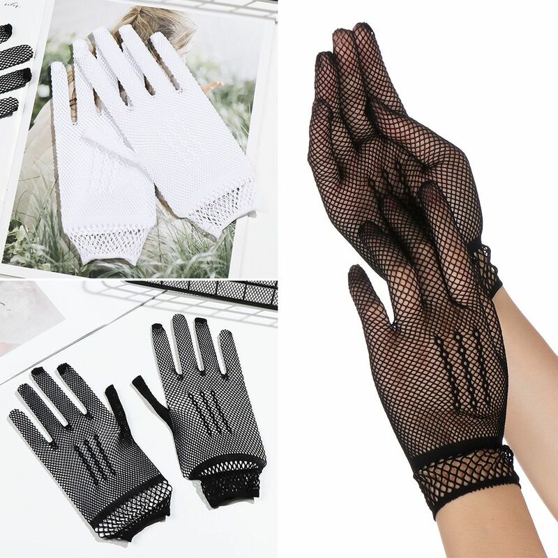 Перчатки для вождения с защитой от ультрафиолета, сетчатые перчатки, нейлоновые сетчатые однотонные тонкие летние женские перчатки, перчатки, элегантные женские перчатки, 1 пара