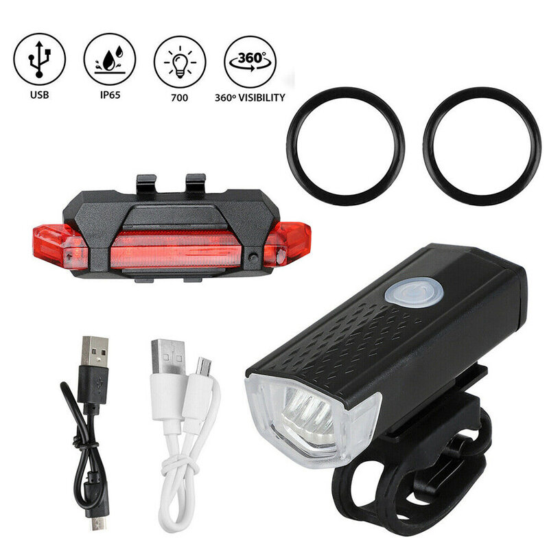 Phare de vélo à LED, 1 lot, lampe torche Rechargeable USB, lanterne pour bicyclette