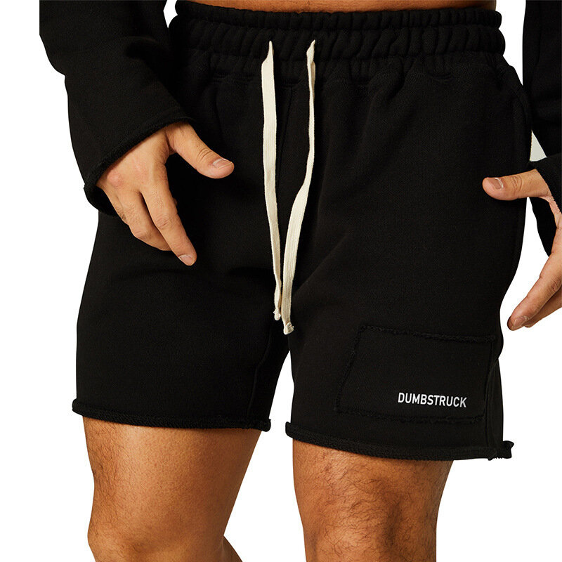 Pantalones cortos de algodón con volantes para hombre, Shorts deportivos para correr, entrenamiento, gimnasio, playa, verano, Hip Hop