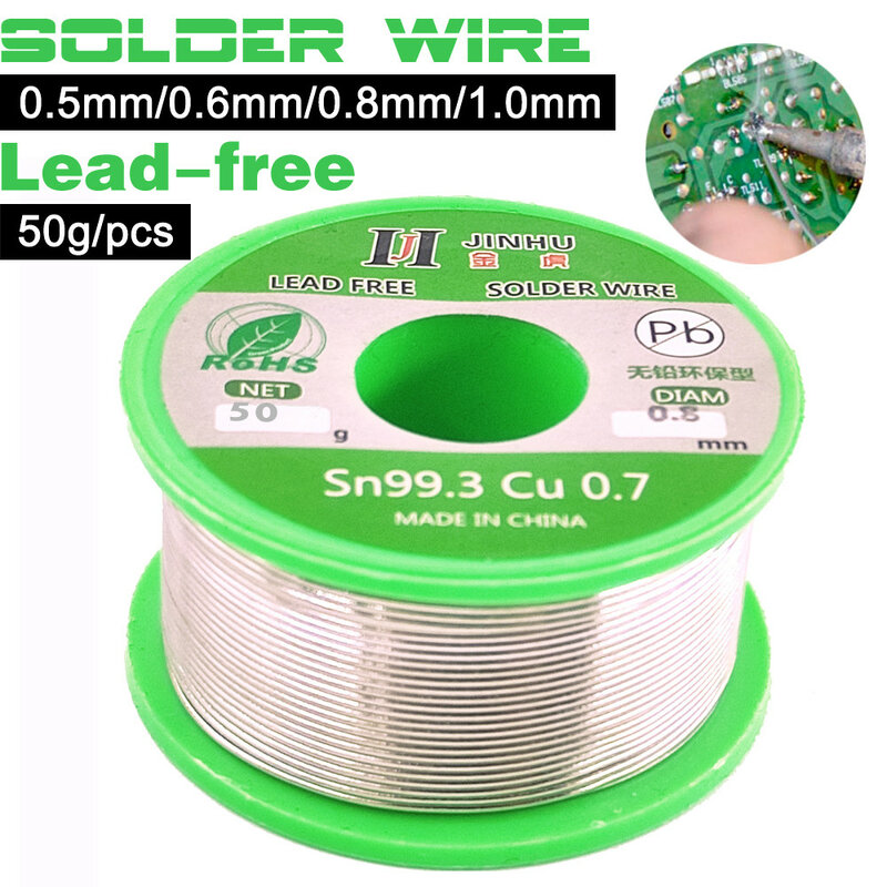 50g Sn99.3/Cu0.7 Lead-free Solder Wire 0.5/0.6/0.8/1.0 mm Unleaded Lead Free Rosin Core For Electrical Solder RoHs