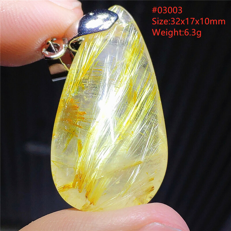 Natural Gold Rutilated Quartz Pendant Beads Gold Rutilated Necklace Water Drop Gemstone Wealthy Jewelry AAAAA