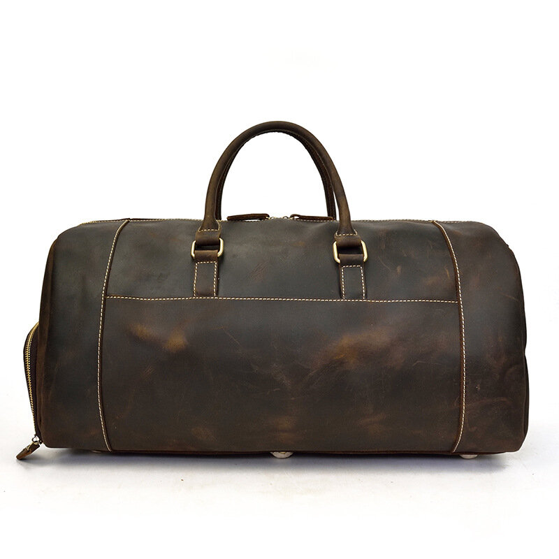 Duffel bag masculina de couro genuíno, versátil, saco para viagem, bagagem