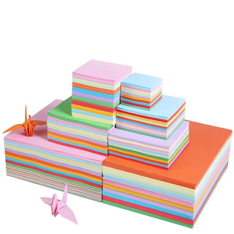 Papel de Origami cuadrado para niños, doble cara, Color sólido, plegable, Multicolor, hecho a mano, álbum de recortes, decoración artesanal, 100 Uds.