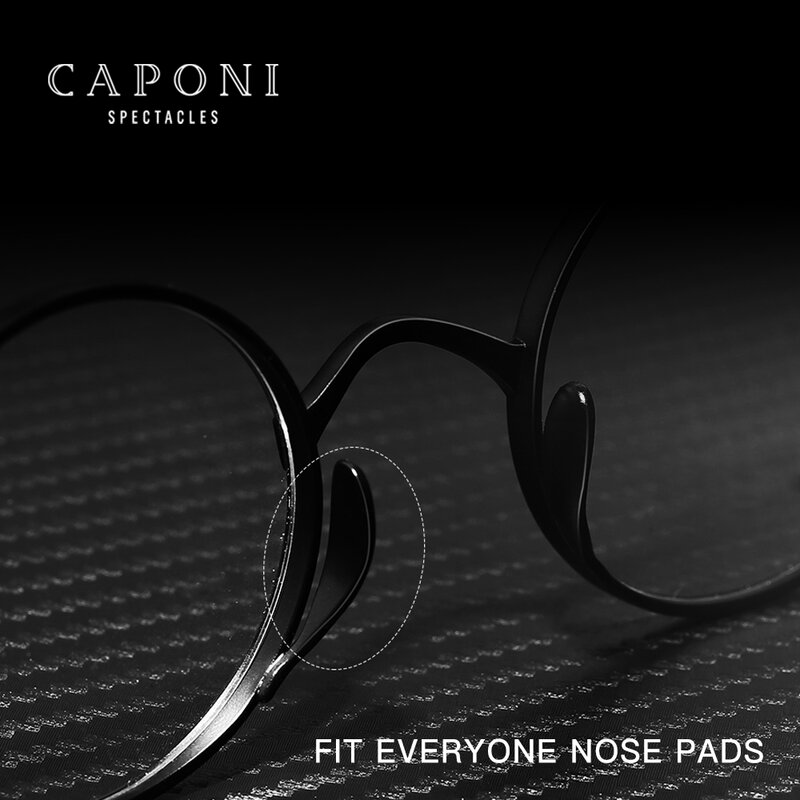 Caponi Anti Blauw Licht Brilmontuur Mannen Retro Ronde Pure Titanium Brillen Frames Voor Vrouwen Meekleurende Grijs Bril BF10518