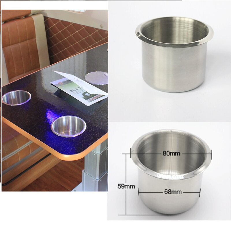 Stainless Steel Cup Holders Car Cup Holder Recessed Boat Stainless Steel Drink Holder Water Cup Holders Stands for RV Camper