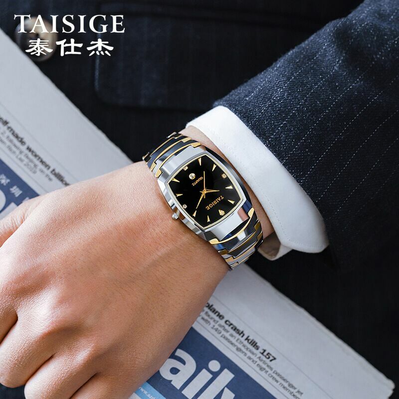 Taisige Fashion Leisure zegarek ze stali wolframowej zegarek kwarcowy z kalendarzem męski zegarek sportowy męski zegarek japoński ruch