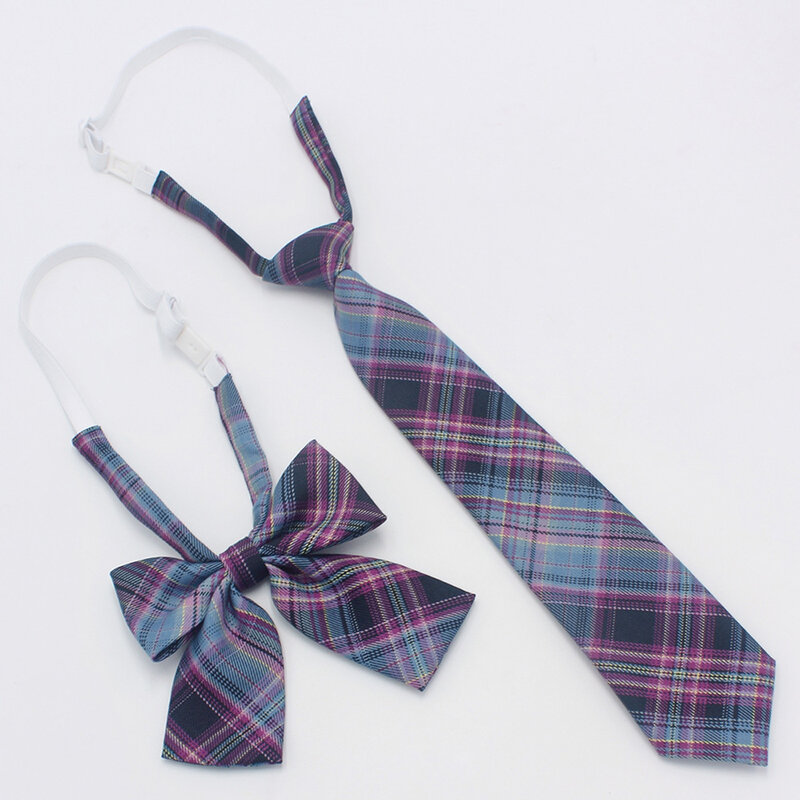 Nova moda jk gravatas conjunto para meninas jk uniforme feminino casual xadrez gravata estilo japonês neckwear escola estudante bonito acessórios