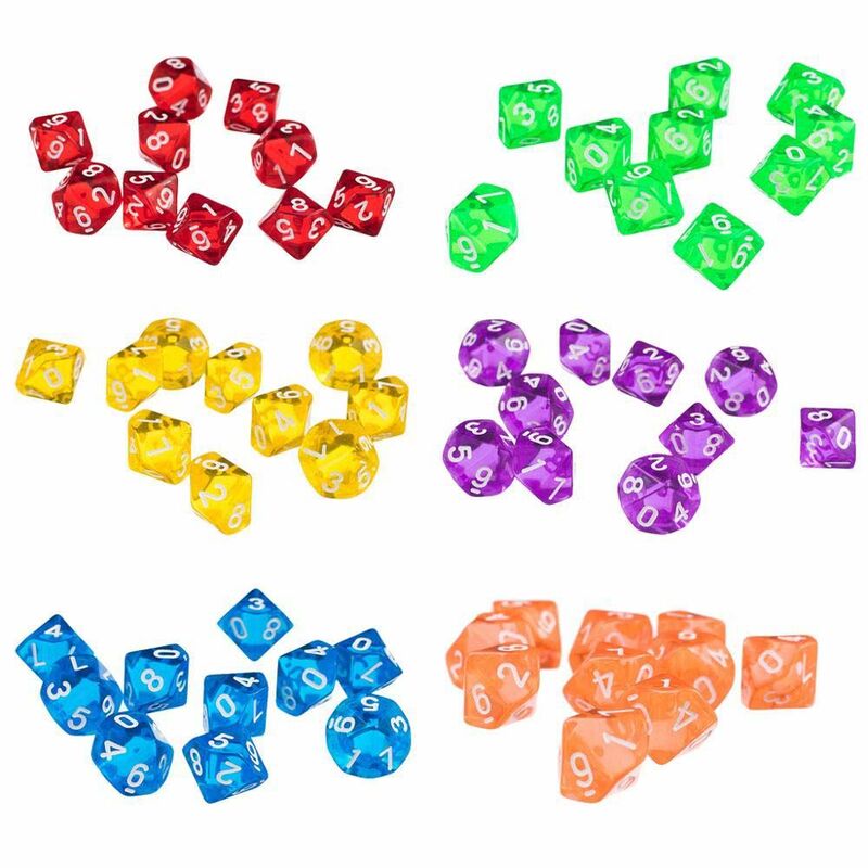 10 pezzi 10 lati D10 dadi giochi di ruolo bomboniere amanti del gioco da tavolo dadi giocattolo regalo