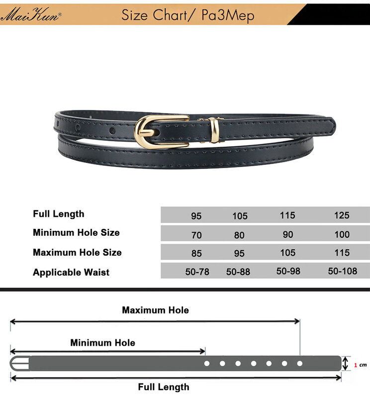 Maikun – ceintures en alliage pour femmes, boucle ardillon en cuir véritable, ceinture fine pour femmes, pour Jeans, robes et pantalons