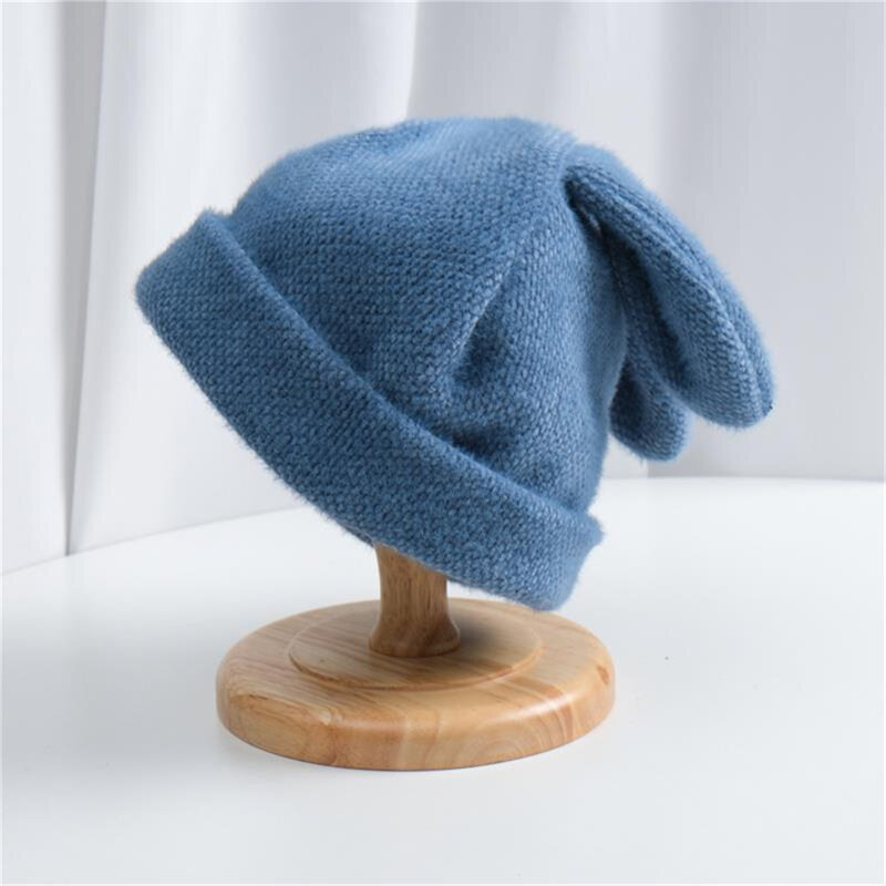 Draping Rabbit Ears Rabbit Fur Hat Women Autumn And Winter Knitted  Warm Hat Korean Version Of Japanese Hat For Women Girls