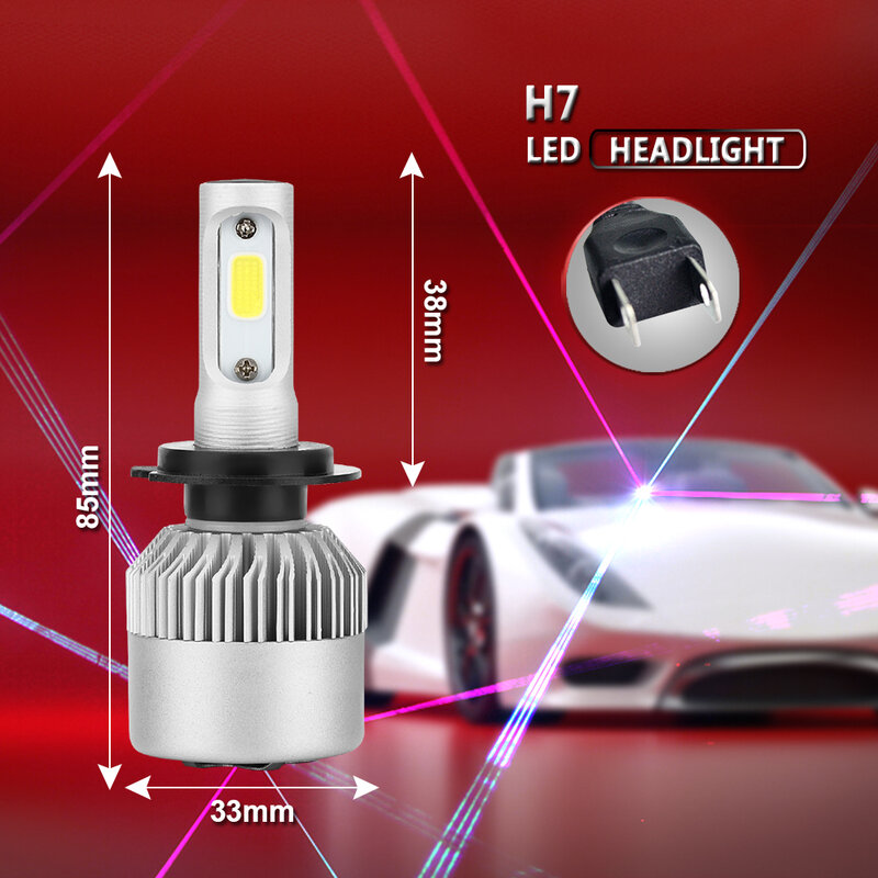 Bombilla LED para faro delantero de coche, Luz antiniebla automática, H4, H7, H1, H3, H11, H8, 9005, HB3, H13, 9004, 9007, 9006, 3000, 6000, 8000K, 2 uds.