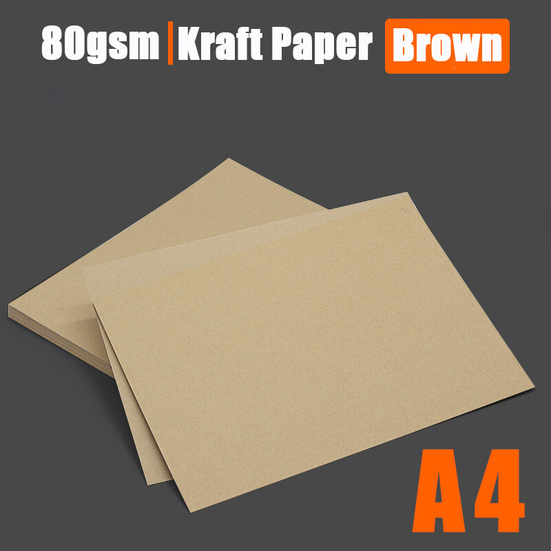 80gsm 100pcs papel de embalagem de presente a4 papel marrom kraft