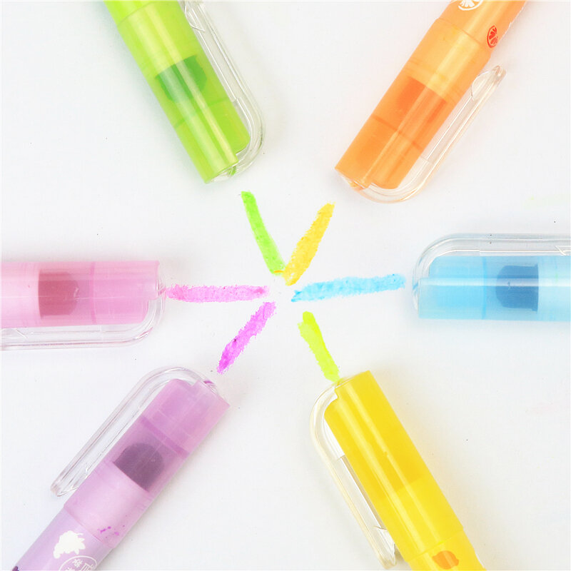 Surligneur parfumé aux fruits solide rotatif rétractable stylo marqueur créatif peinture d'art pour enfants stylo de couleur