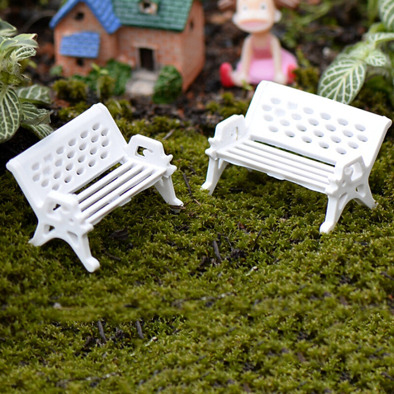 Mini ornamento de jardín en miniatura, banco de asiento de parque, artesanía de hadas, Decoración de casa de muñecas, Micro paisaje del hogar, accesorios ecológicos, 1/5 Uds.