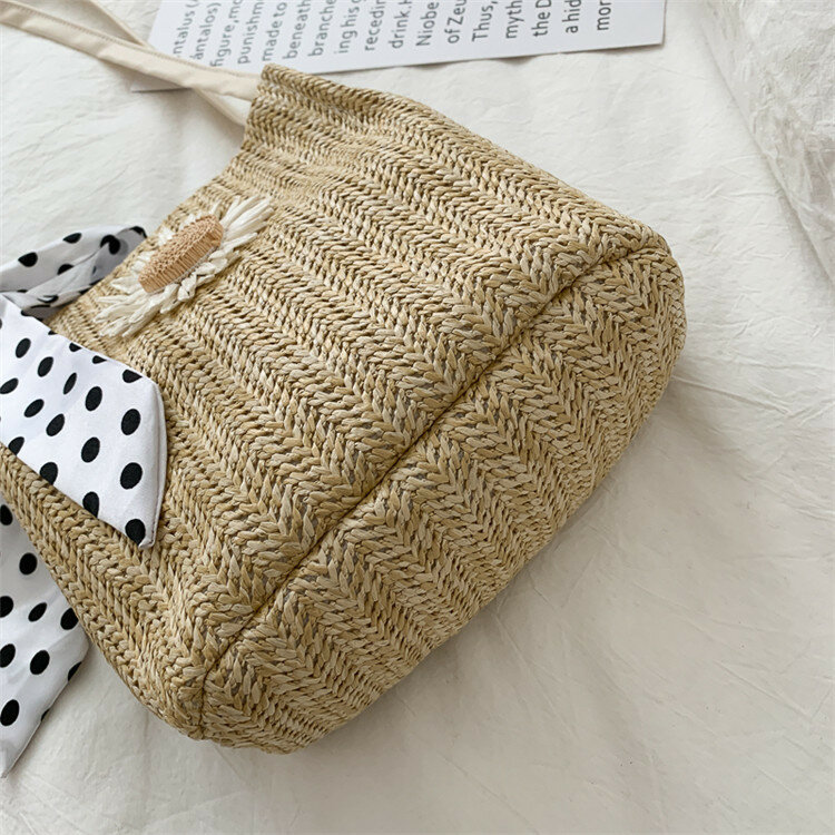 Пляжная Соломенная женская сумка, винтажная плетеная сумочка на ремне ручной работы, круглые плетеные богемные Летние повседневные мешки из рафии для отпуска
