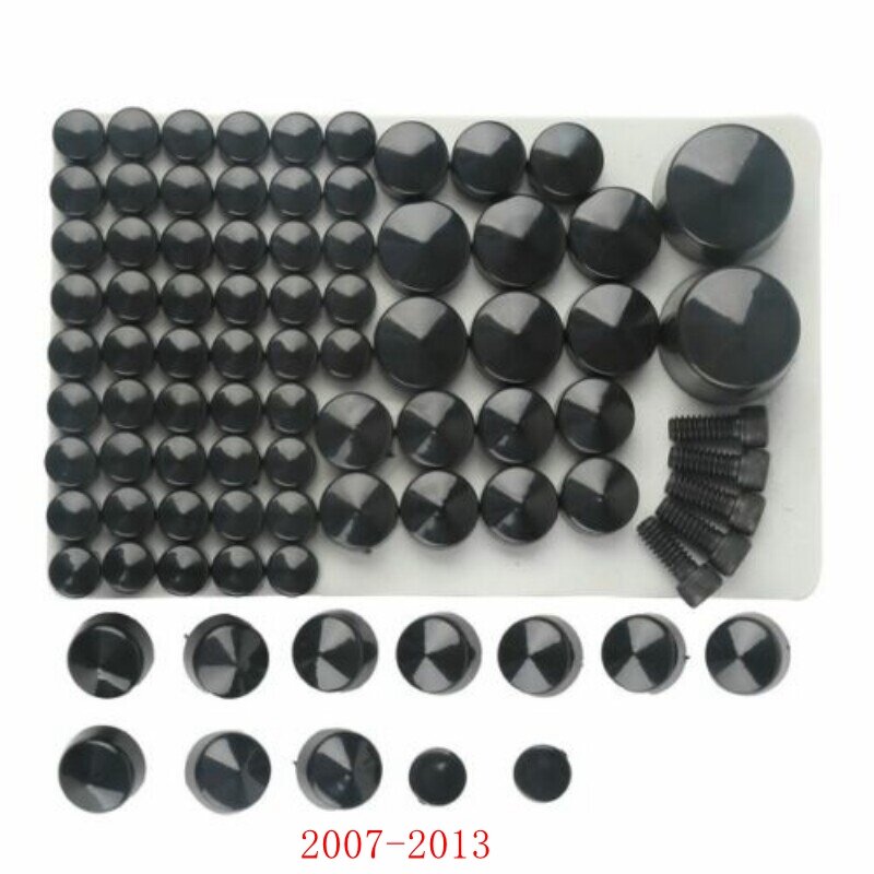 Motorcycle 87 pcs Chrome Black ABS Bolt Toppers Caps Cover Set For Harley Softail Twin Cam 1984-2006 2007-2013