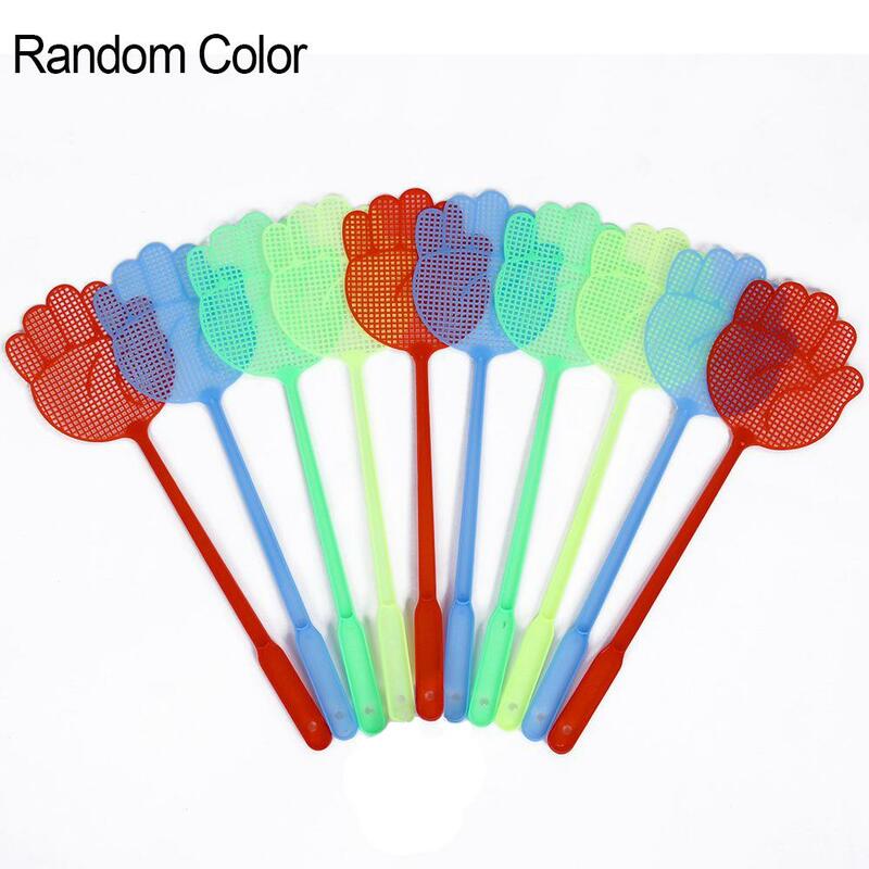 10 Packs Plastic High Quality Fly Swatter Long Handle Manual Swatter Fly Flapper Pest Control Tool Color Random