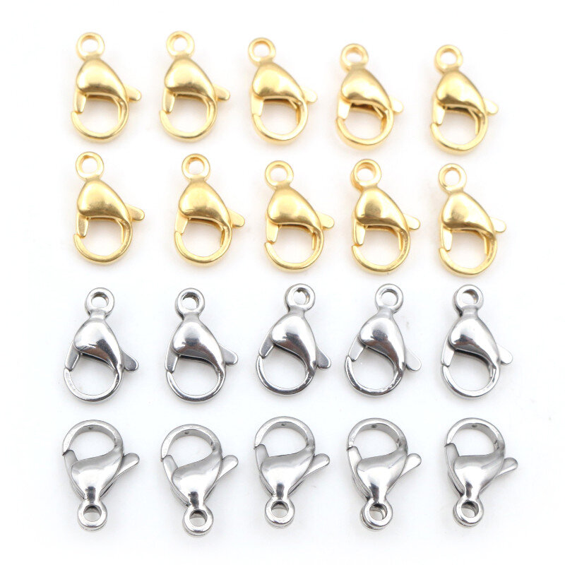 New 30pcs Stainless Steel Gold Plated Lobster Clasp Hooks for Necklace Bracelet Chain DIY Jewelry Making Findings Supplies