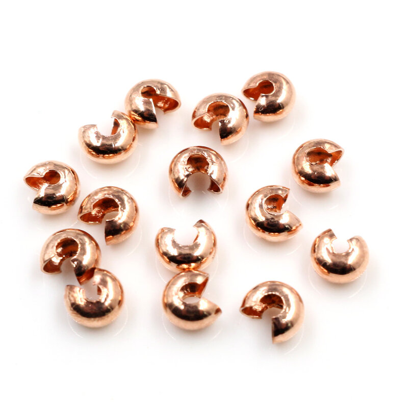 Lot de 100 pièces de perles rondes en cuivre à sertir, 3, 4 ou 5mm, perles d'espacement, bouchon, pour bricolage, fabrication de bijoux, fournitures