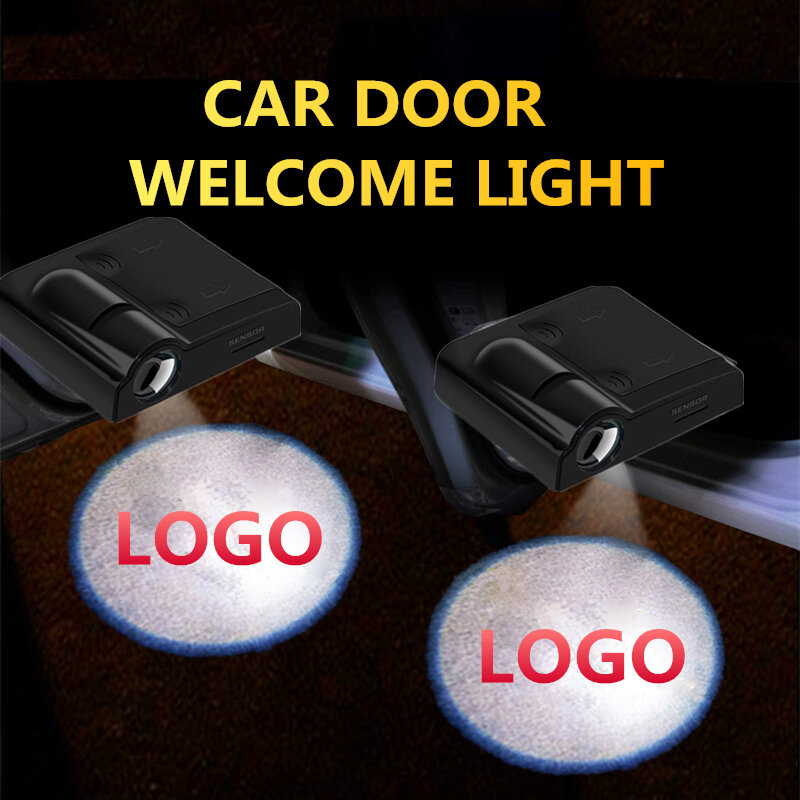 2pcs Logo personalizzato Wireless Car Door proiezione Laser foto punzonatura lampada porta Logo benvenuto Ghost Shadow luci a Led universali