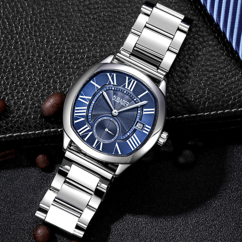 BAOER-Montre à quartz en nylon pour homme, montre-bracelet d'affaires, décontractée, numérique romain, bleu, cadeau pour petit ami, mode masculine, vissé, 2023