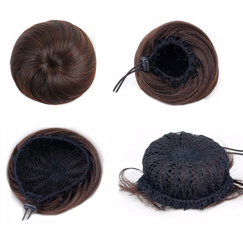 XUANGUANG syntetyczne elastyczne włosy Scrunchie Chignon pączek rolki kok peruka kręcone włosy Clip in kucyki przedłużanie wiele kolorów