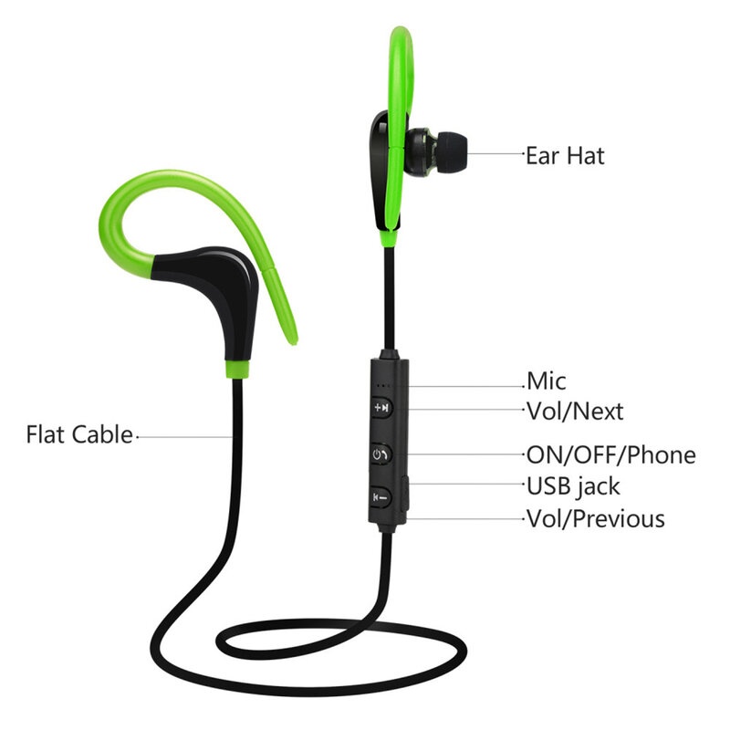 Bluetooth 4.1 Sports Headset Running Wireless Ear Hook Super Bass Stereo Headset Sport Earphone Headphone