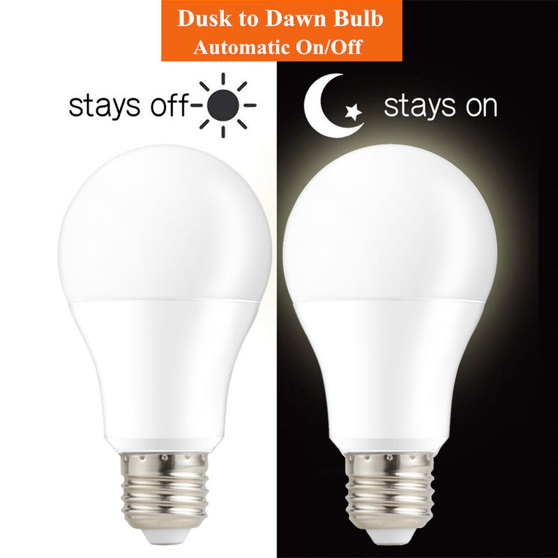 10W 15W LED Dusk to Dawn Light Bulb E27 B22 Smart Light Sensor Bulbs 110V 220V LED Night Light Automatic Indoor/Outdoor Lamp