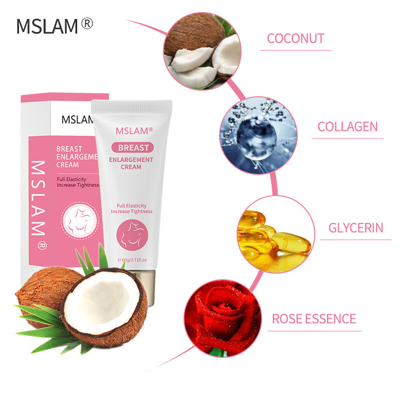 MSLAM Best Up Size Bust Care Breast Enhancement Cream Breast Enlargement Promote Female Hormones Breast Lift Firming Massage 60g