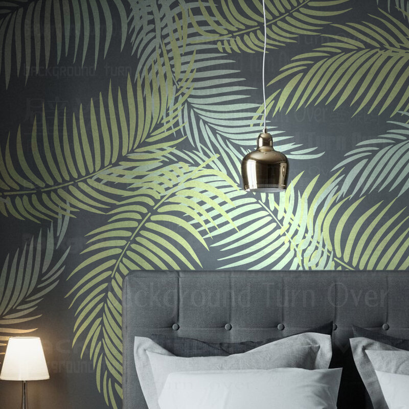 Estêncil para pintura de parede, grande nicho de decoração no modelo, folha de móveis, selva tropical de verão, S047, 40cm - 70cm