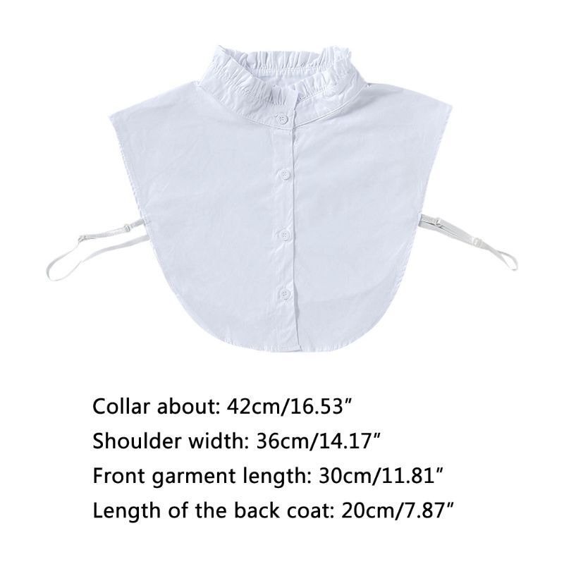 Demi-chemise à volants froissés pour femmes, élégant, col montant, superposée, accessoire de pull, blanc pur, détachable, automne