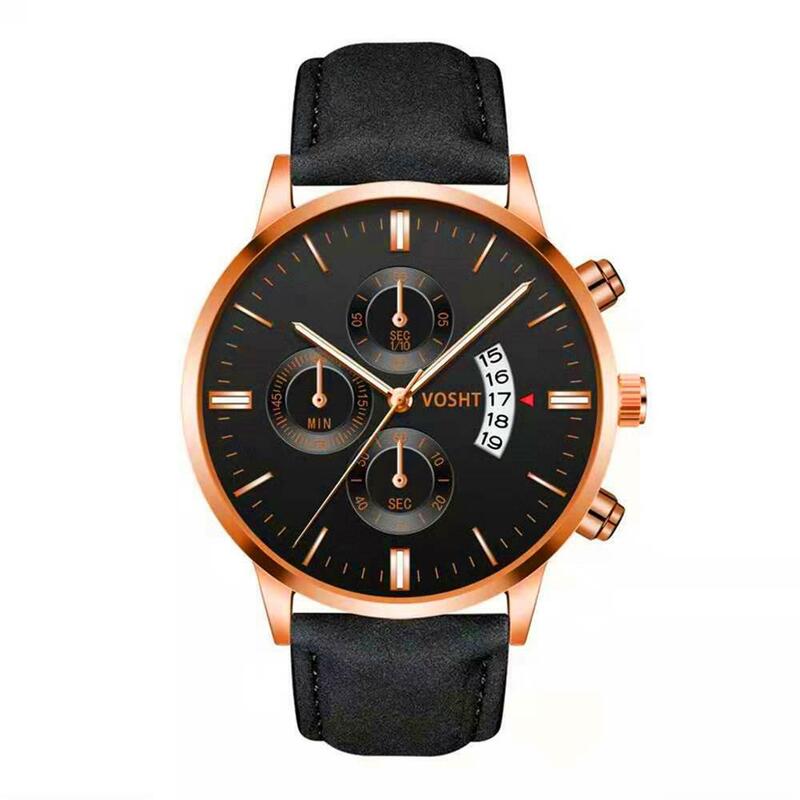 Relogio masculino data analógica relógios masculinos moda esporte aço inoxidável caso pulseira de couro relógio de quartzo negócios relógio de pulso masculino