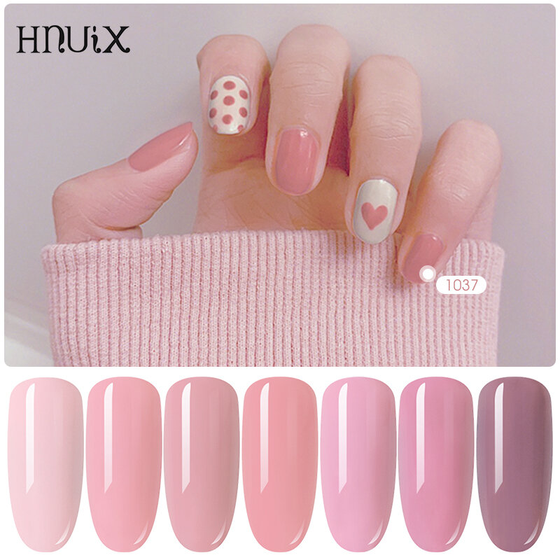 Hnuix 7ml pintura gel verniz cor-de-rosa cores gel unha polonês conjunto para diy manicure base superior casaco hybird design do prego arte primer