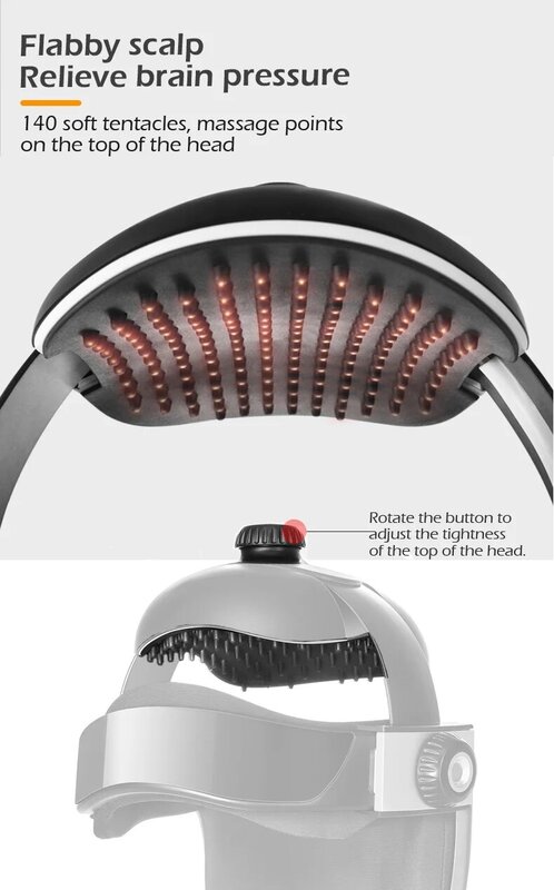 Bioskin-스마트 전기 난방 목 머리 마사지 헬멧, 공기 압력 진동 치료 마사지 음악 자극기 건강 관리